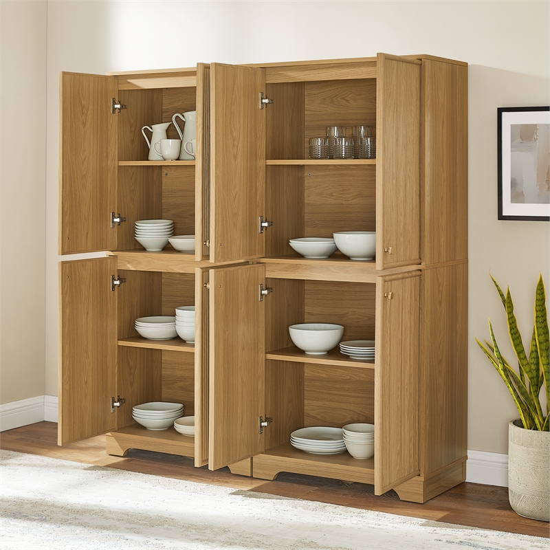 Crosley Furniture Naomi 2-Piece Kitchen Storage Pantry Set in White Oak