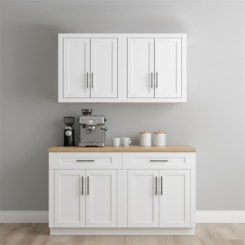 Crosley Furniture Savannah 2Pc Wall Kitchen Storage Cabinet in White