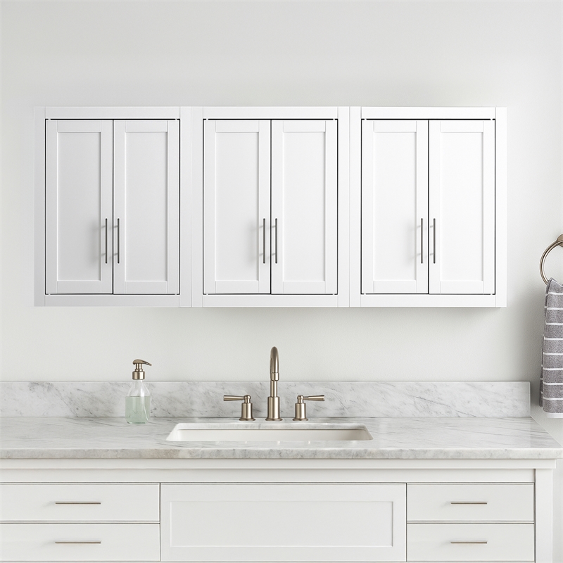 Crosley Furniture Savannah 3Pc Wall Storage Cabinet in White