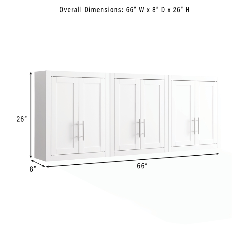 Crosley Furniture Savannah 3Pc Wall Storage Cabinet in White