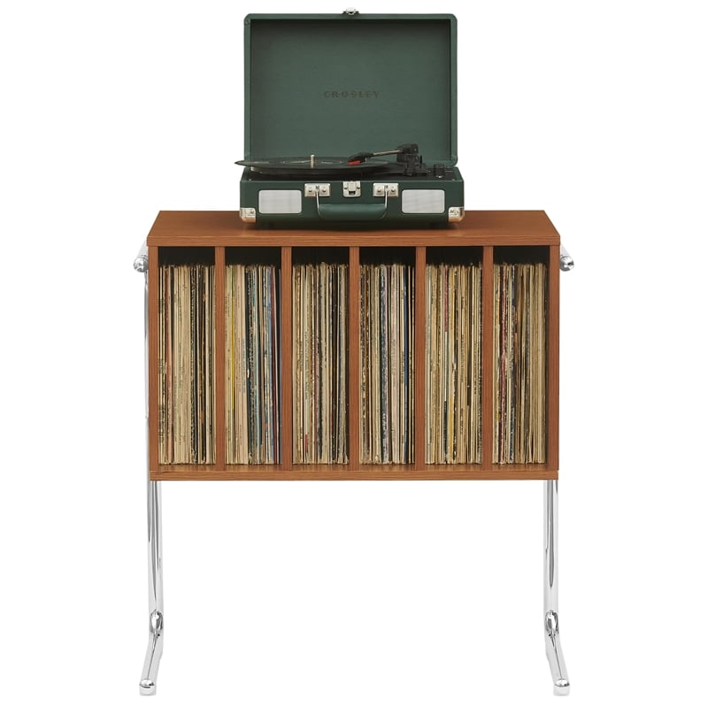 Crosley Lily Record Player Stand With Vinyl Storage in Walnut