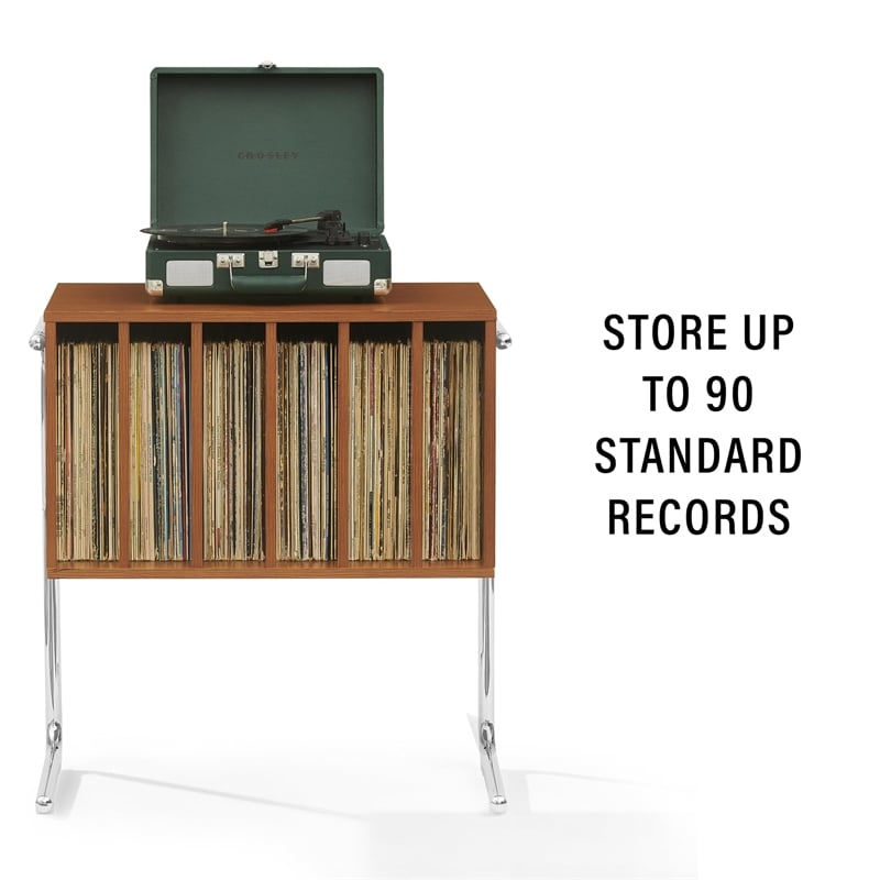 Crosley Lily Record Player Stand With Vinyl Storage in Walnut