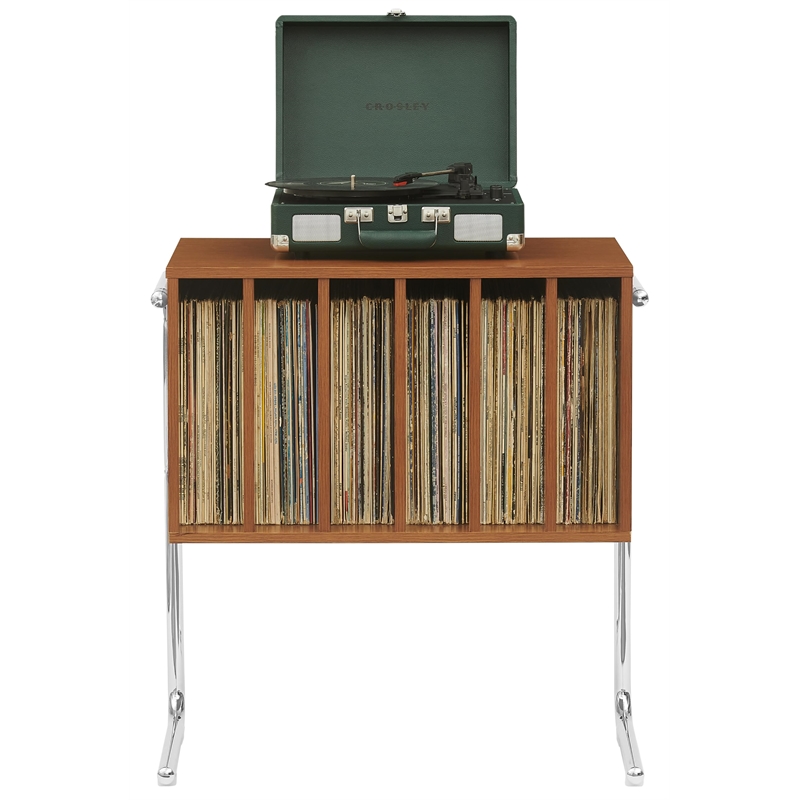 Crosley Lily Record Player Stand With Vinyl Storage in Walnut
