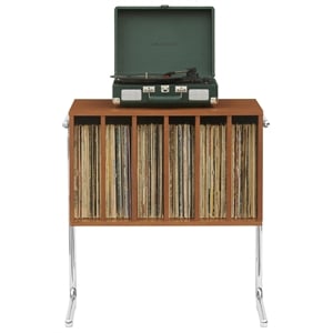 Crosley Lily Record Player Stand With Vinyl Storage in Walnut