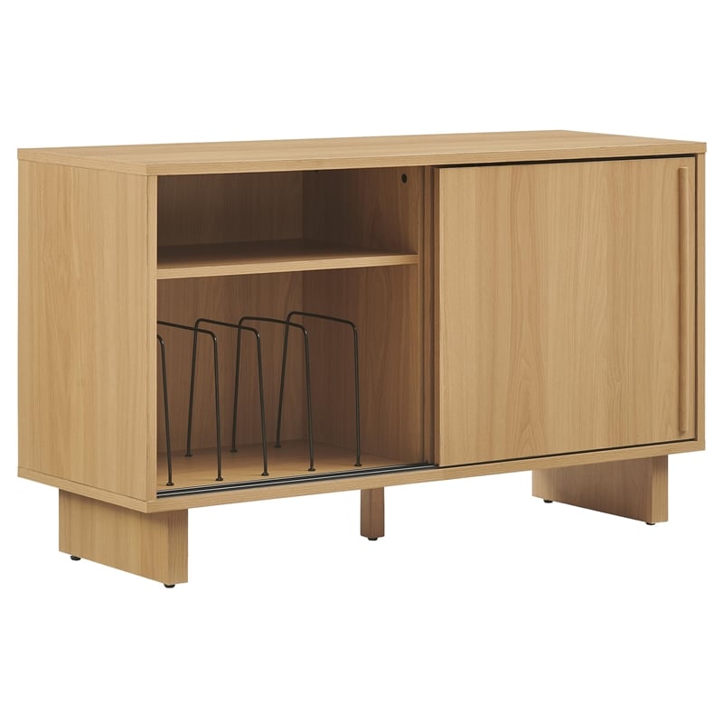 Crosley Gemma Medium Record Player Cabinet With Vinyl Storage in White Oak