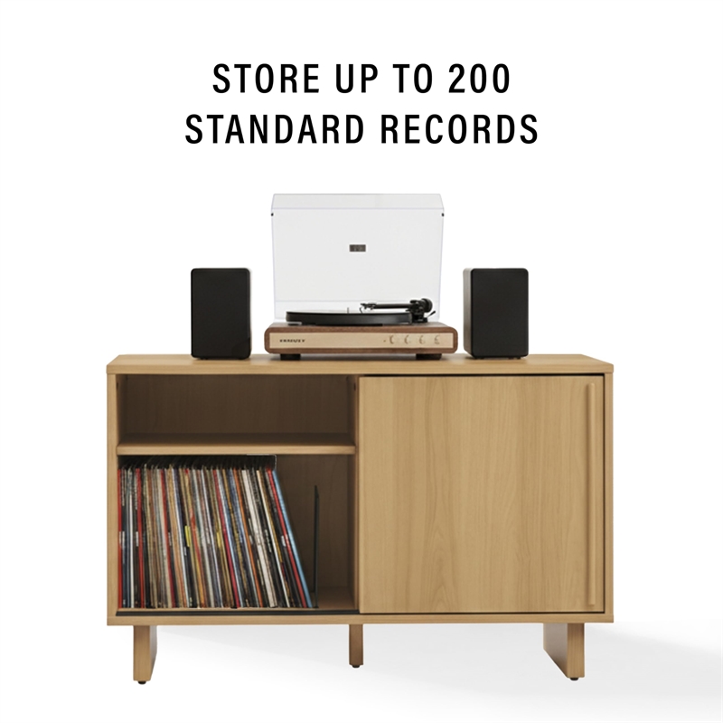 Crosley Gemma Medium Record Player Cabinet With Vinyl Storage in White Oak