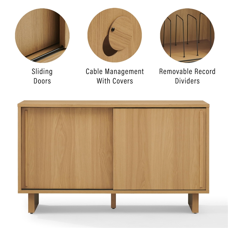 Crosley Gemma Medium Record Player Cabinet With Vinyl Storage in White Oak