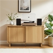 Crosley Gemma Medium Record Player Cabinet With Vinyl Storage in White Oak