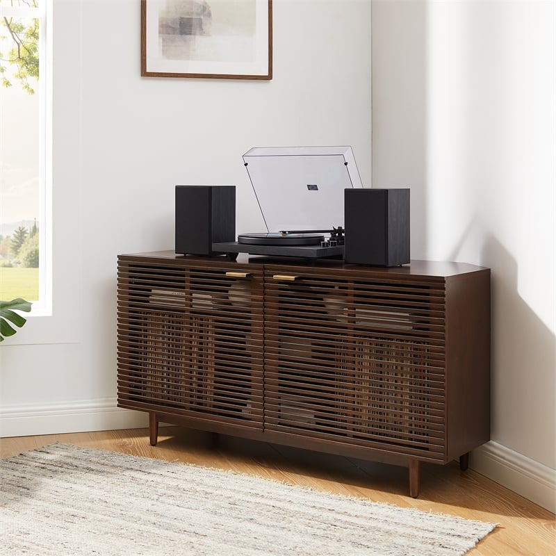 Crosley Cameron Corner Record Player Cabinet With Vinyl Storage in Brown