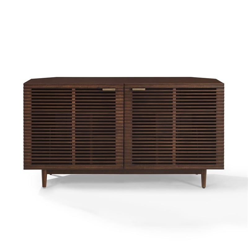 Crosley Cameron Corner Record Player Cabinet With Vinyl Storage in Brown