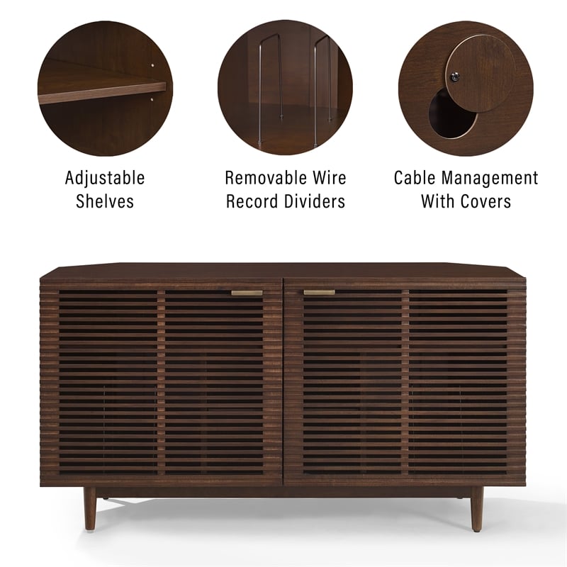 Crosley Cameron Corner Record Player Cabinet With Vinyl Storage in Brown
