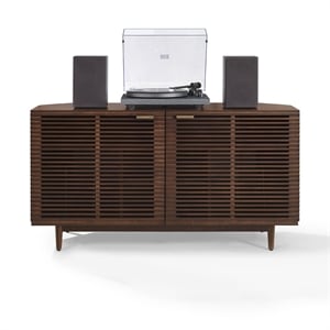 Crosley Cameron Corner Record Player Cabinet With Vinyl Storage in Brown
