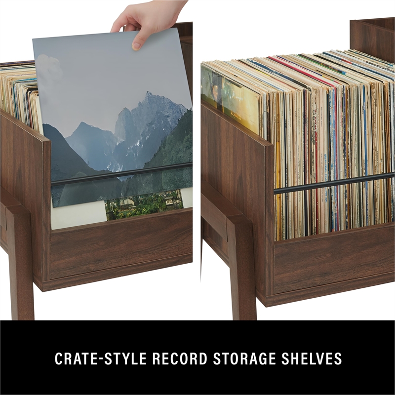 Crosley Luna Record Player Cabinet With Vinyl Storage in Walnut