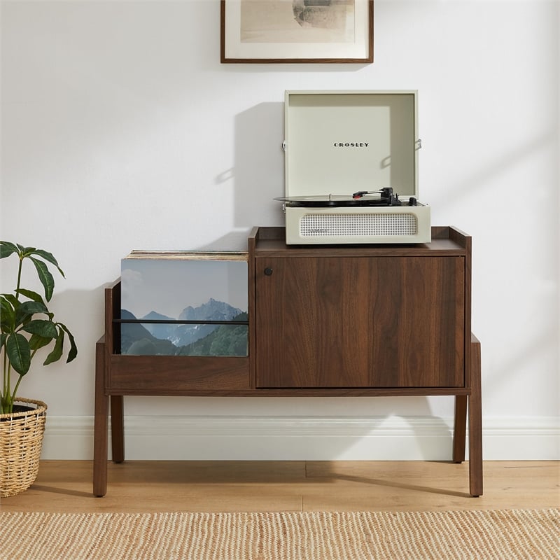 Crosley Luna Record Player Cabinet With Vinyl Storage in Walnut