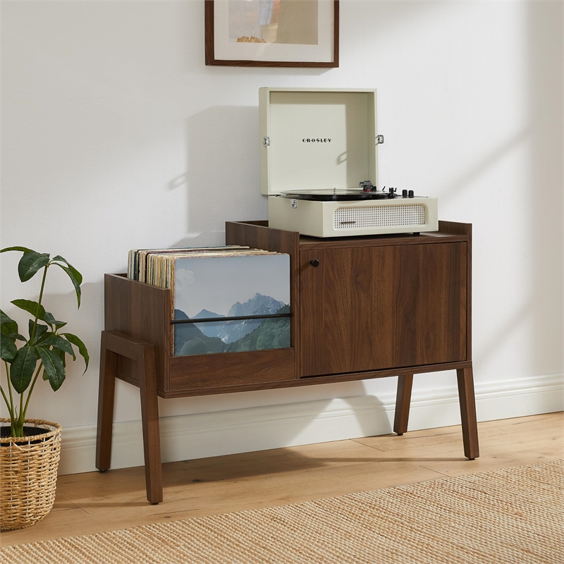 Crosley Luna Record Player Cabinet With Vinyl Storage in Walnut