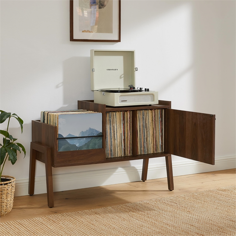 Crosley Luna Record Player Cabinet With Vinyl Storage in Walnut