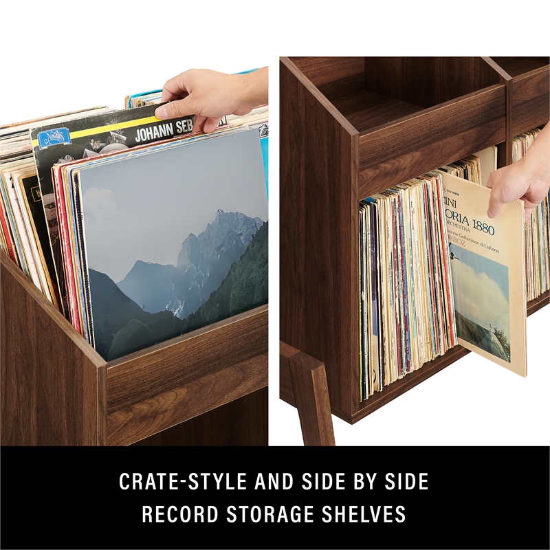 Crosley Furniture Luna Vinyl Record Storage Stand in Walnut
