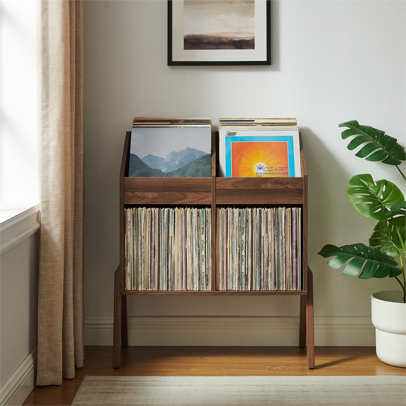 Crosley Furniture Luna Vinyl Record Storage Stand in Walnut
