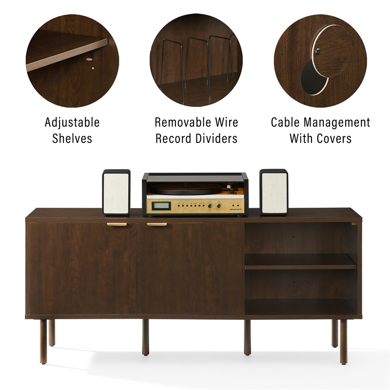 Crosley Furniture Brody Record Storage Sideboard in Brown