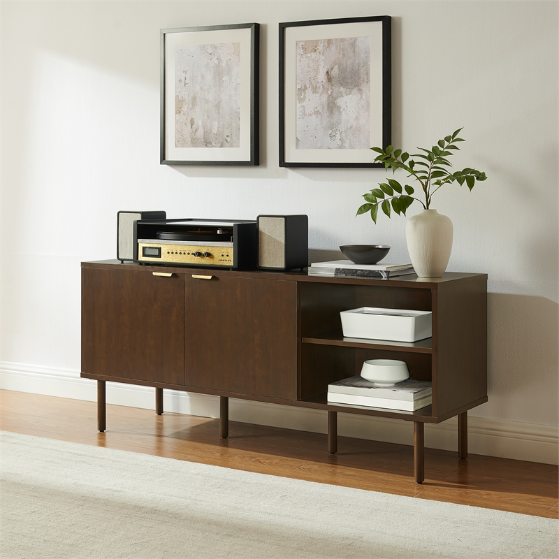 Crosley Furniture Brody Record Storage Sideboard in Brown