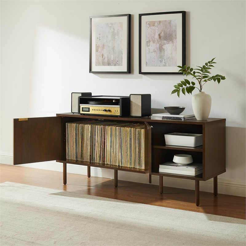 Crosley Furniture Brody Record Storage Sideboard in Brown