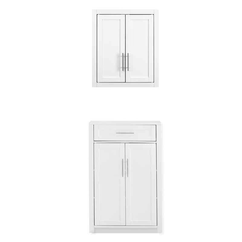 Crosley Furniture Savannah 2-Piece Kitchen Storage Pantry Set in White