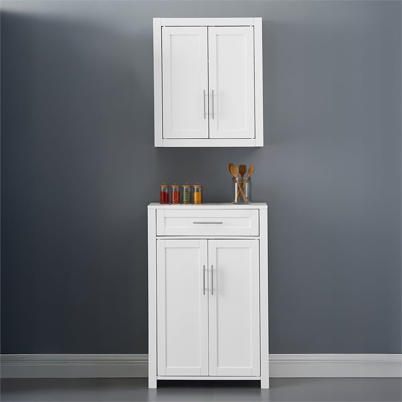 Crosley Furniture Savannah 2-Piece Kitchen Storage Pantry Set in White