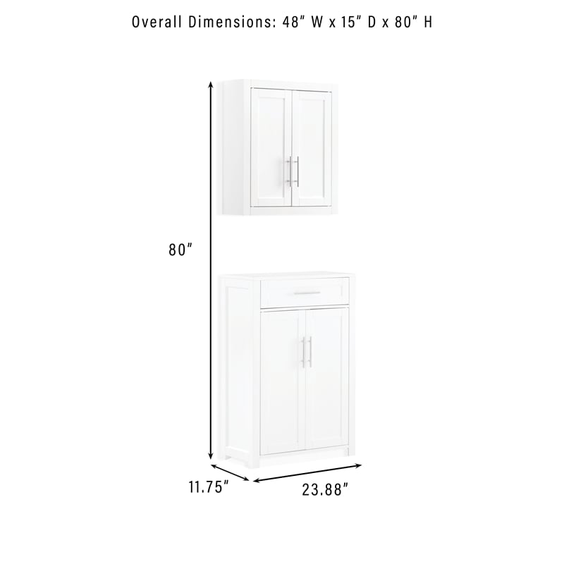 Crosley Furniture Savannah 2-Piece Kitchen Storage Pantry Set in White
