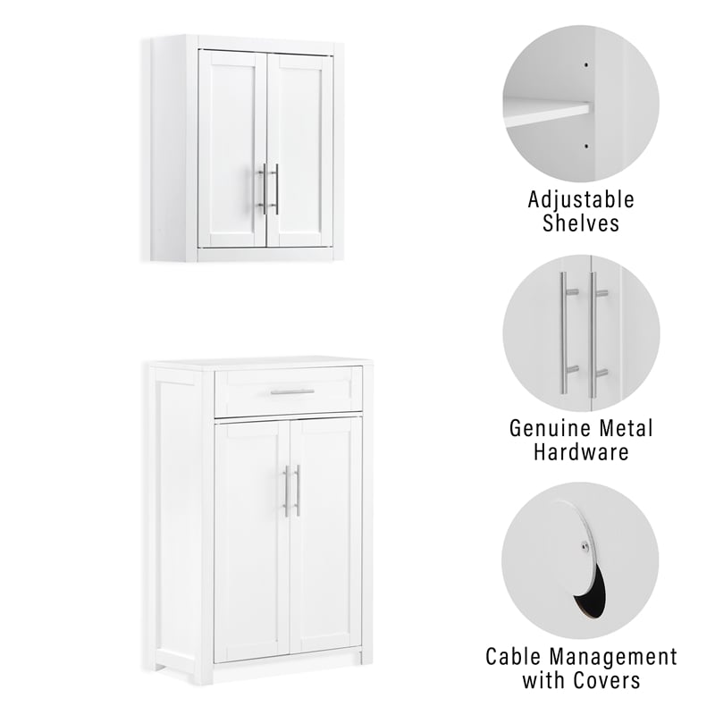 Crosley Furniture Savannah 2-Piece Kitchen Storage Pantry Set in White