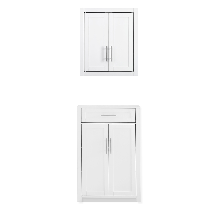 Crosley Furniture Savannah 2-Piece Storage Cabinet Set in White