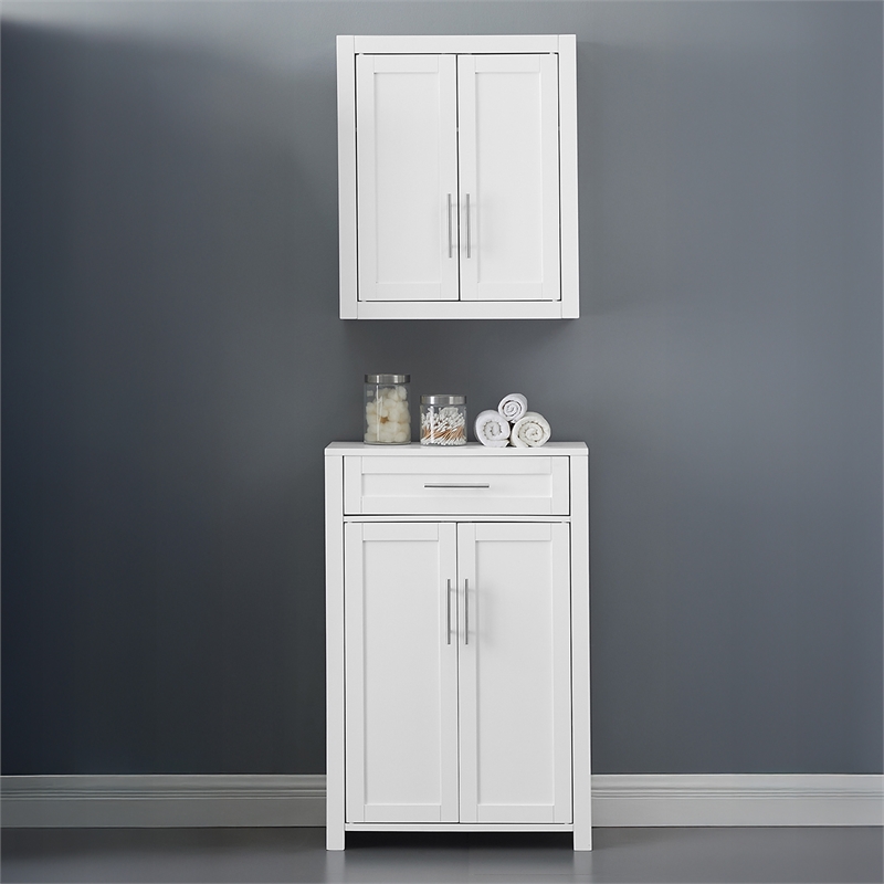 Crosley Furniture Savannah 2-Piece Storage Cabinet Set in White