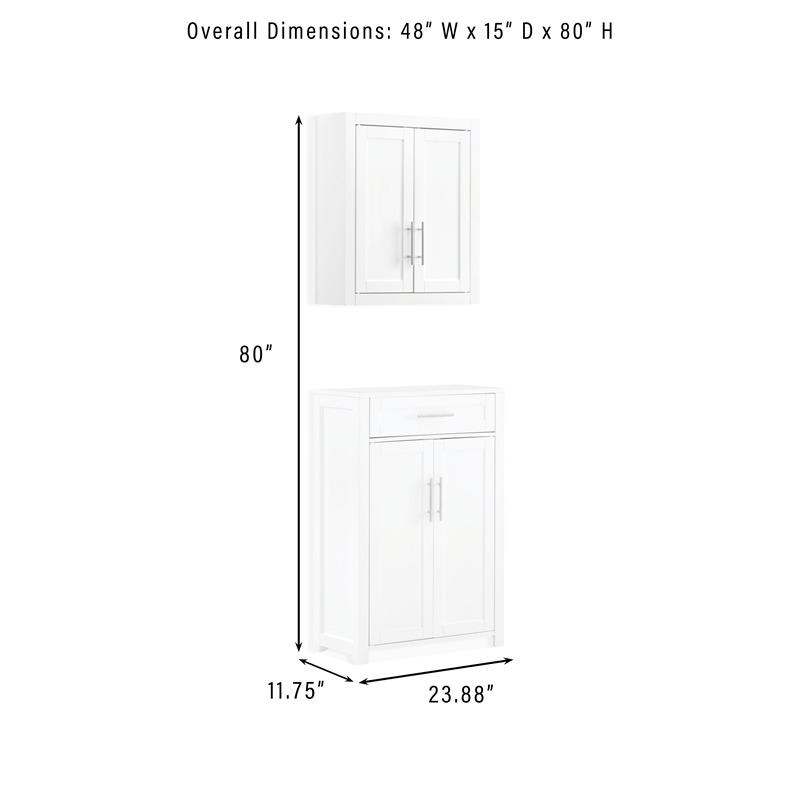 Crosley Furniture Savannah 2-Piece Storage Cabinet Set in White