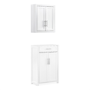 Crosley Furniture Savannah 2-Piece Storage Cabinet Set in White