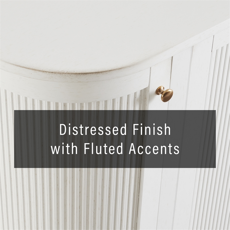 Crosley Furniture Monique Curved Sideboard in Ddistressed White