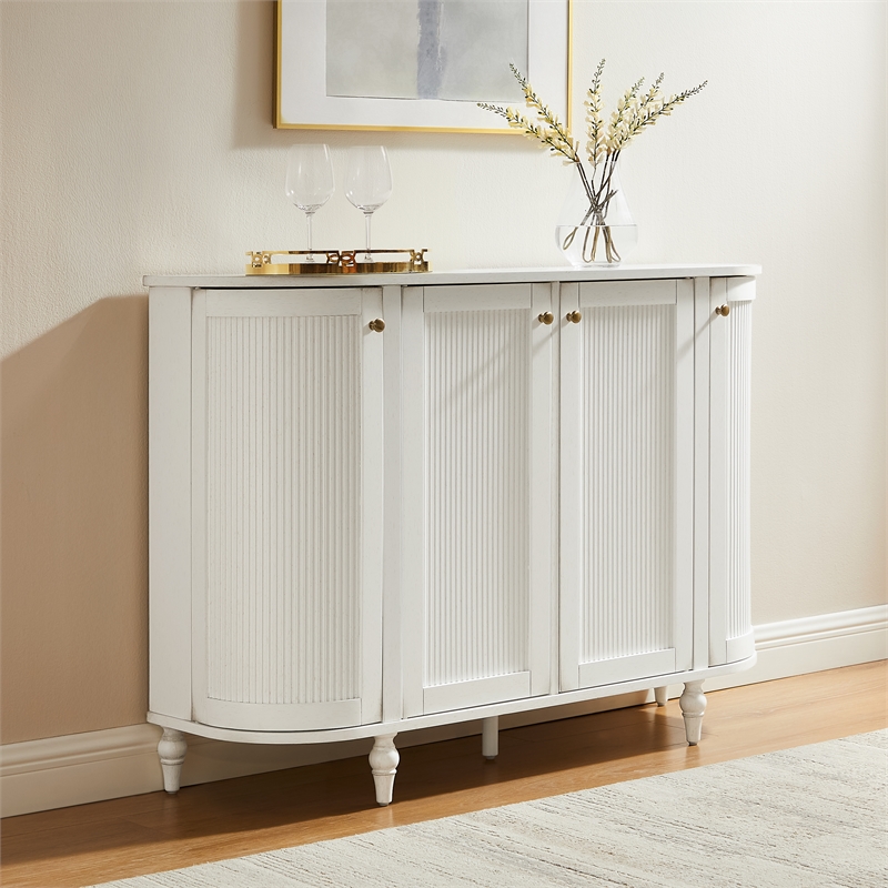 Crosley Furniture Monique Curved Sideboard in Ddistressed White