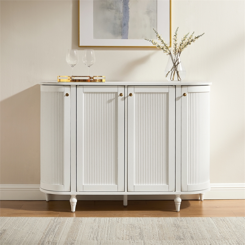 Crosley Furniture Monique Curved Sideboard in Ddistressed White