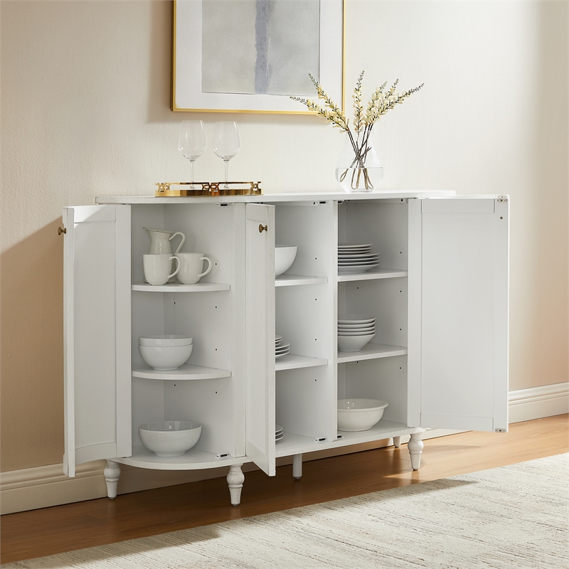 Crosley Furniture Monique Curved Sideboard in Ddistressed White