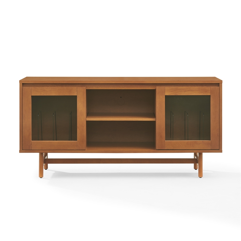 Crosley Furniture Dempsey Record Player Cabinet With Vinyl Storage in Walnut