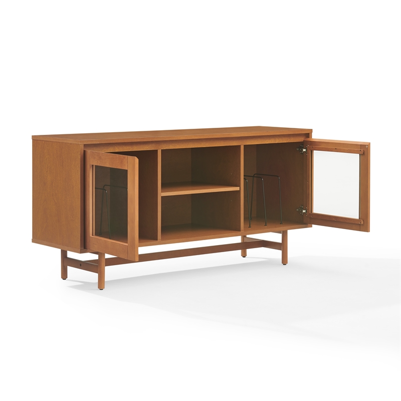Crosley Furniture Dempsey Record Player Cabinet With Vinyl Storage in Walnut