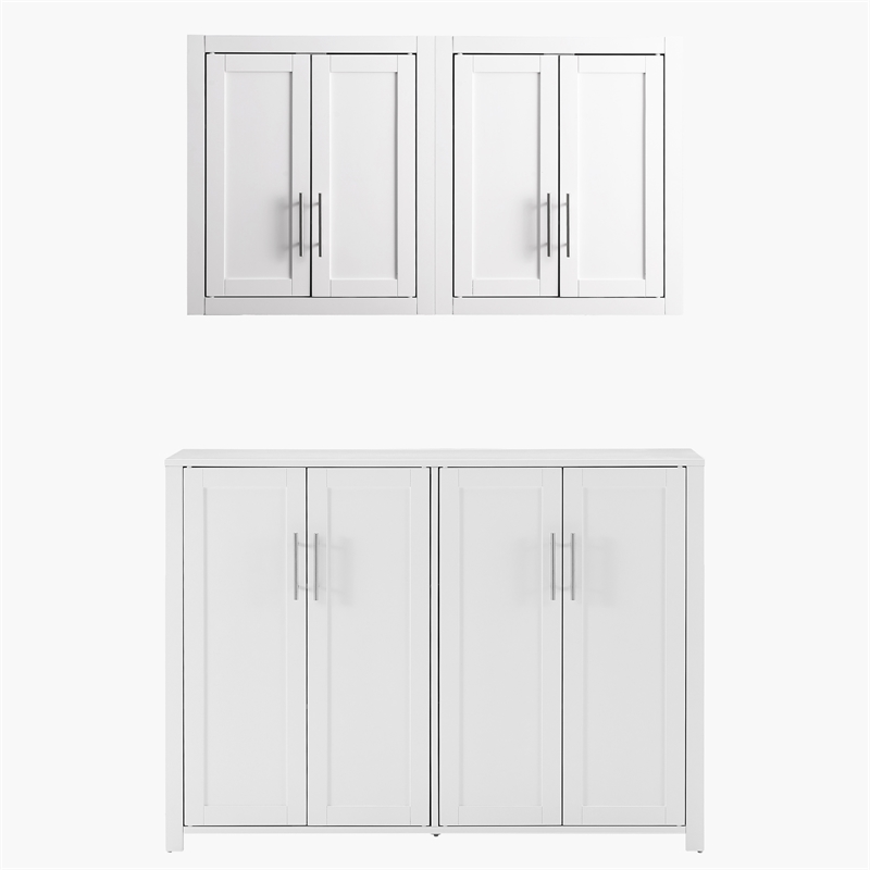 Crosley Furniture Savannah 3-Piece Kitchen Storage Pantry Set in White
