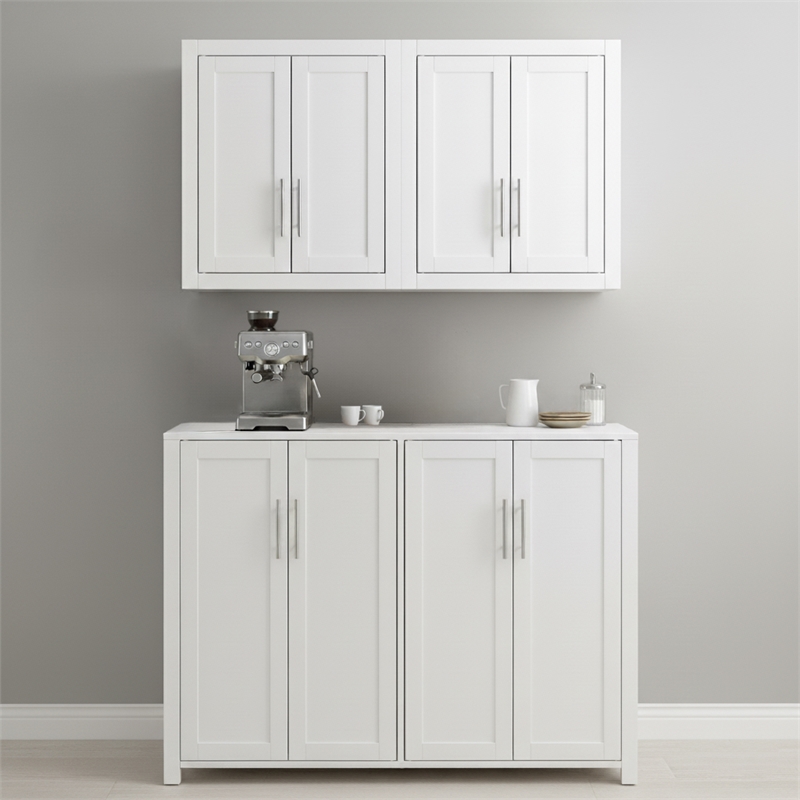Crosley Furniture Savannah 3-Piece Kitchen Storage Pantry Set in White