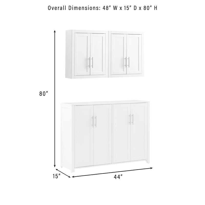 Crosley Furniture Savannah 3-Piece Kitchen Storage Pantry Set in White