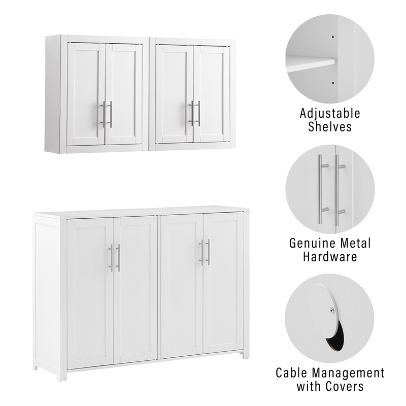 Crosley Furniture Savannah 3-Piece Kitchen Storage Pantry Set in White