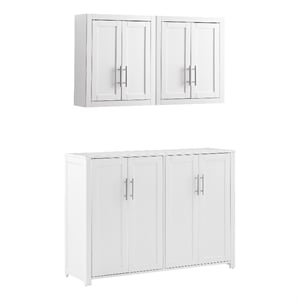Crosley Furniture Savannah 3-Piece Kitchen Storage Pantry Set in White