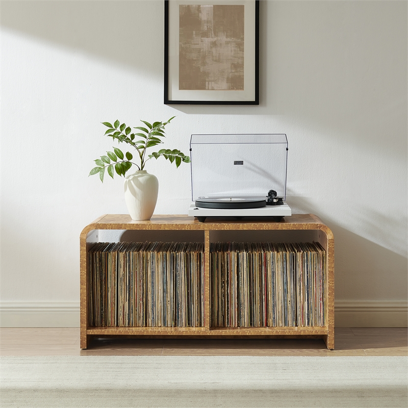 Crosley Furniture Ingrid Medium Record Player Stand With Vinyl Storage in Maple