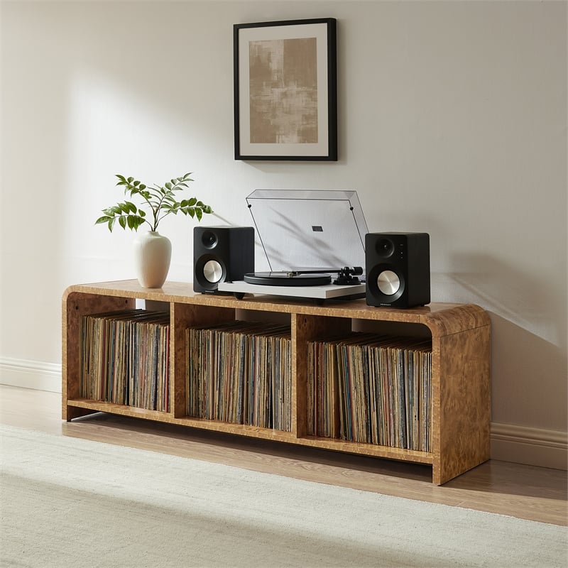 Crosley Furniture Ingrid Large Record Player Stand With Vinyl Storage in Maple