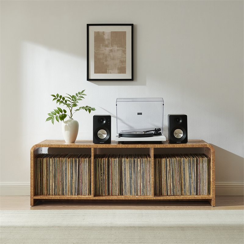 Crosley Furniture Ingrid Large Record Player Stand With Vinyl Storage in Maple
