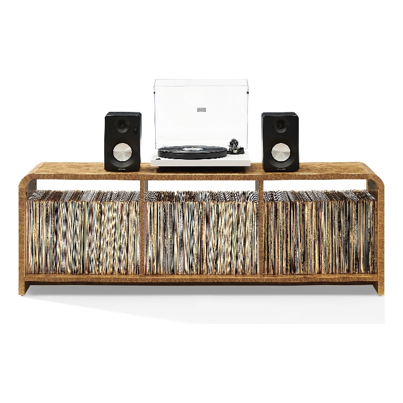 Crosley Furniture Ingrid Large Record Player Stand With Vinyl Storage in Maple