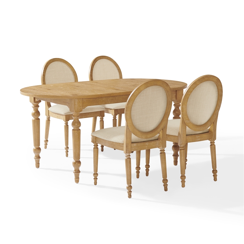 Crosley Daphne  5-Piece Dining Set in Rustic Brown and Creme - Table & 4 Chairs
