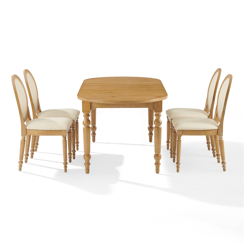 Crosley Daphne  5-Piece Dining Set in Rustic Brown and Creme - Table & 4 Chairs